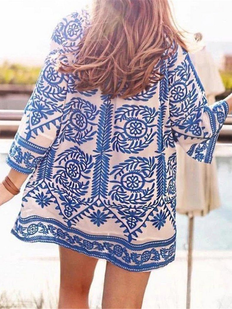 Women's Dresses Bohemian Print 3/4 Sleeve Mini Dress