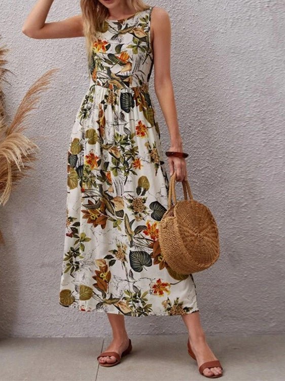 Women's Dresses Botanical Print Sleeveless Maxi Dress