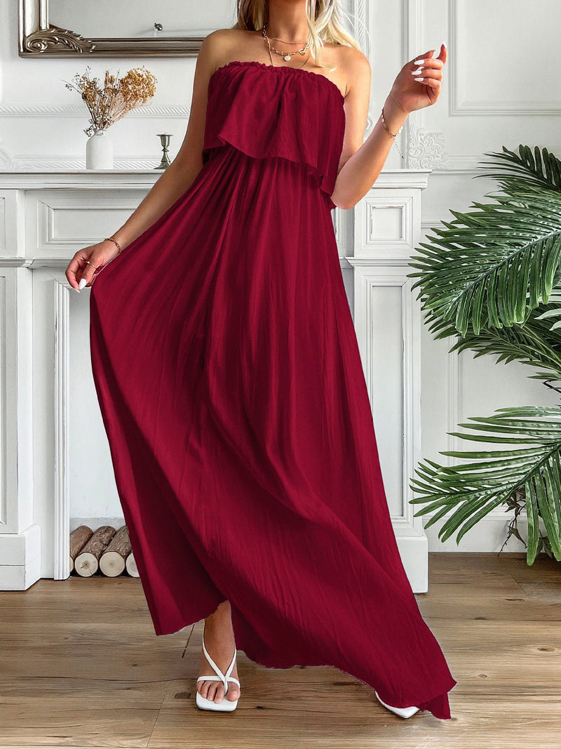 Women's Dresses Casual Solid Tube Top Off Shoulder Maxi Dress