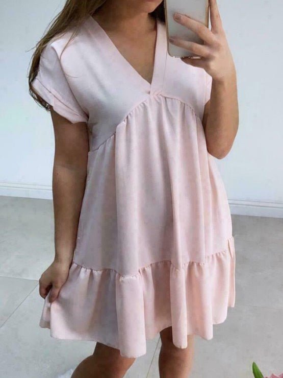 Women's Dresses Casual Solid V-Neck Mini Dress