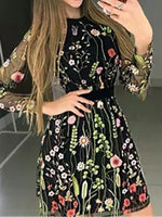 Women's Dresses Ethnic Style Long Sleeve Printed Maxi Mini Dress