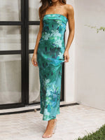 Women's Dresses Floral Print Bandeau Slim-Fit Maxi Dress