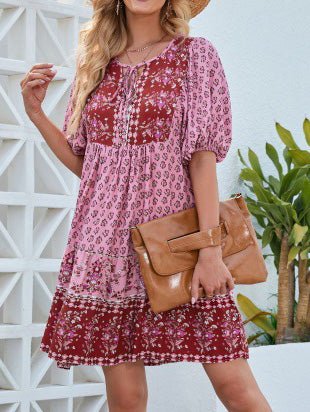 Women's Dresses Floral Print Short Sleeve Mini Dress