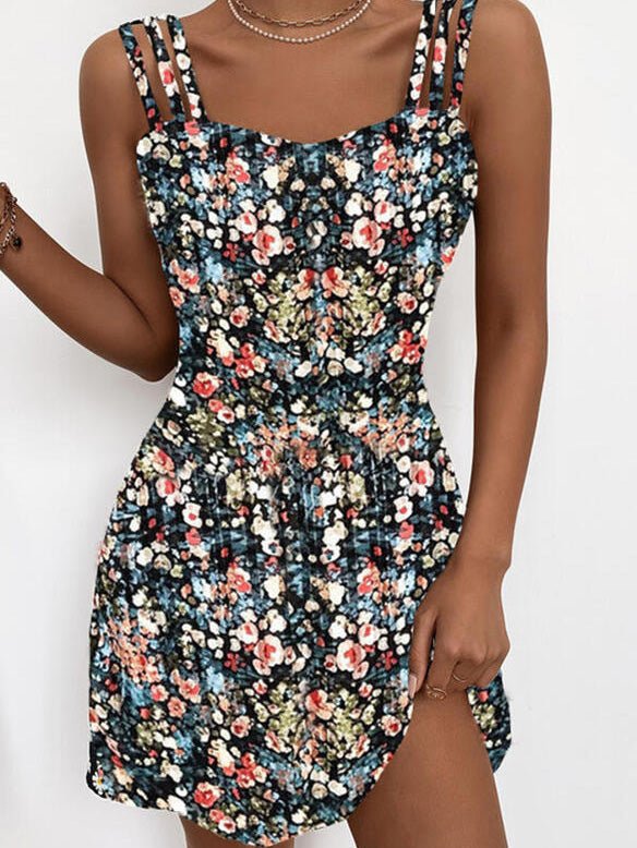 Women's Dresses Floral Sling Sleeveless Mini Dress