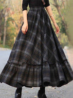 Women's Dresses Fresh Sweet Plaid Split Maxi Dress