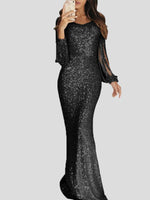 Women's Dresses Fringed Long Sleeve Wrap Evening Dress