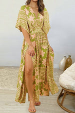 Like Palm Side Slit Bat Maxi Dress