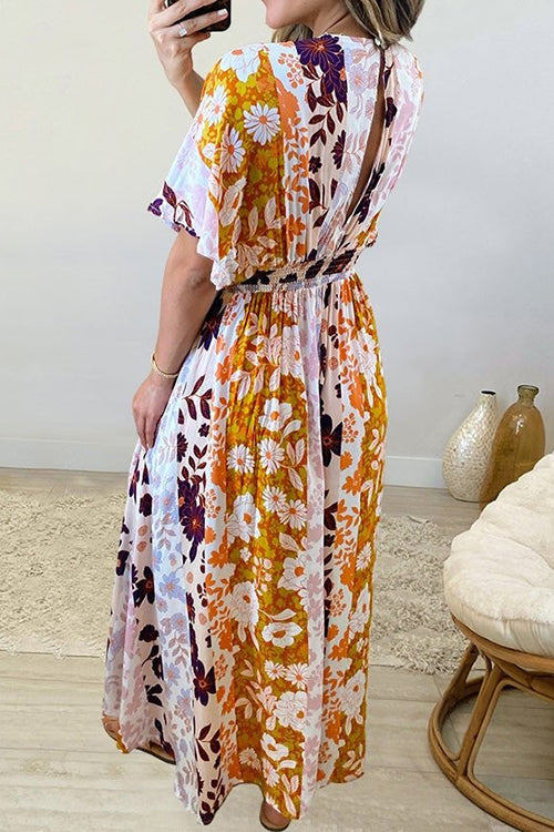 Like Palm Side Slit Bat Maxi Dress