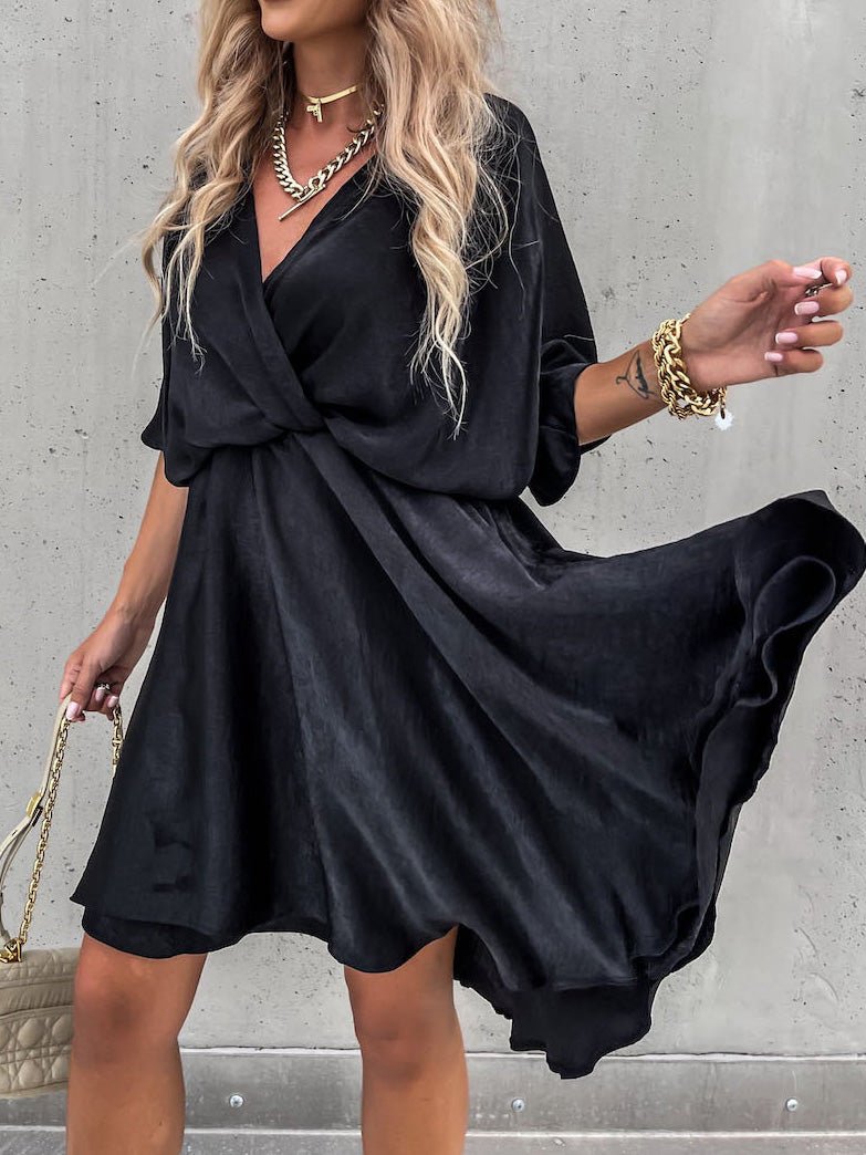 Women's Dresses Loose V-Neck Short Sleeve Mini Dress