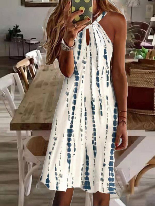 Women's Dresses Printed Halterneck Sleeveless Mini Dress