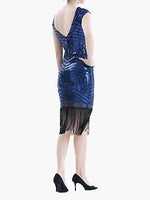 Women's Dresses Sequined Fringe Slim Fit Midi Dress