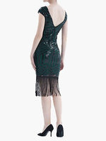 Women's Dresses Sequined Fringe Slim Fit Midi Dress