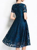 Women's Dresses Short Sleeve Slim Fit Lace Swing Midi Dress