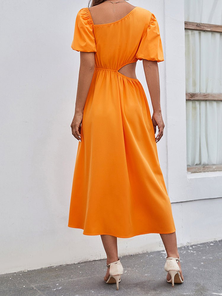 Women's Dresses Solid Waistless Puff Sleeve Midi Dress