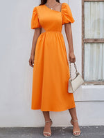 Women's Dresses Solid Waistless Puff Sleeve Midi Dress