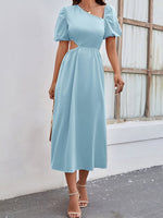 Women's Dresses Solid Waistless Puff Sleeve Midi Dress