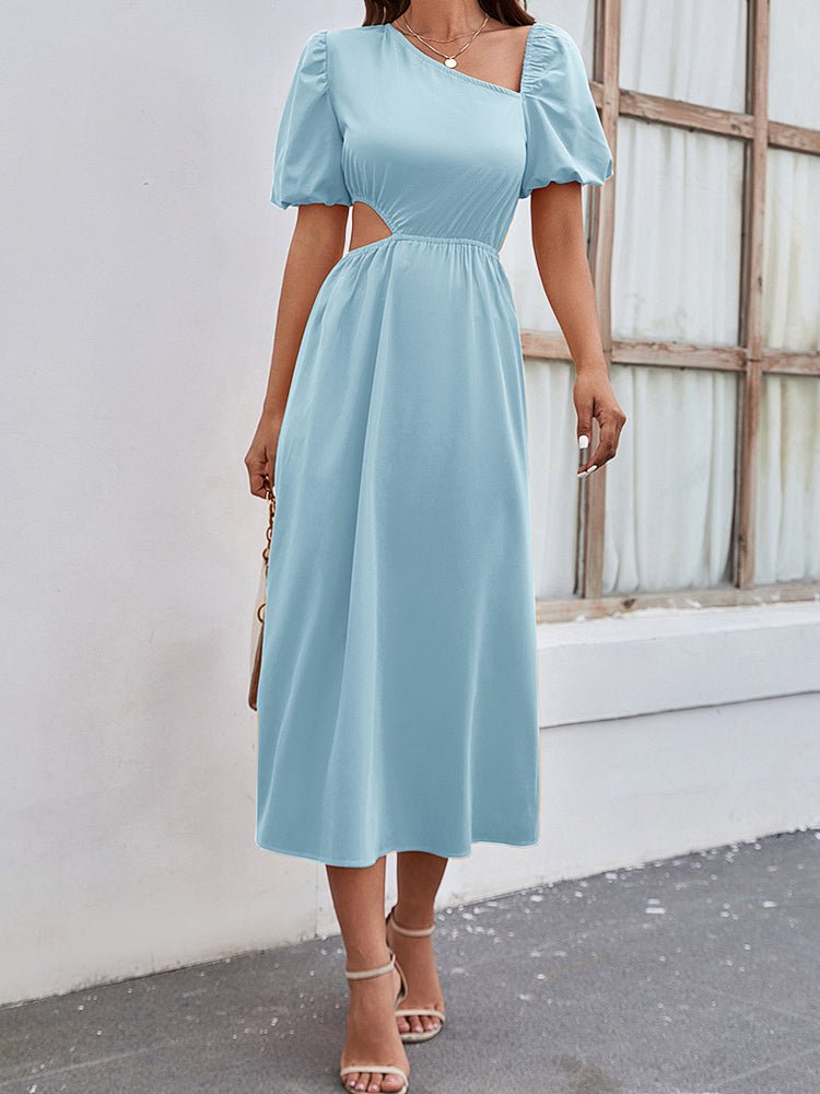 Women's Dresses Solid Waistless Puff Sleeve Midi Dress