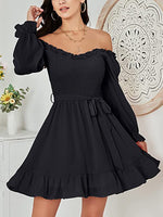 Women's Dresses V-Neck Chiffon Waist Closing Mini Dress