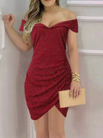 Women's Dresses V-Neck Off-Shoulder Frilled Mini Dress