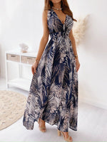 Women's Dresses V Neck Printed Strap Maxi Dress