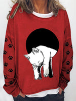 Women's Hoodies Long Sleeve Cat Printed Sweatshirt