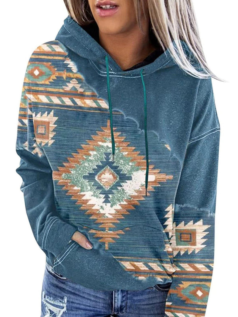 Women's Hoodies Long Sleeve Drop Shoulder Printed Hoodie