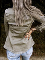 Women's Jackets Pocket Button Long Sleeve Denim Shirt Jacket