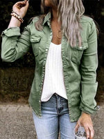 Women's Jackets Pocket Button Long Sleeve Denim Shirt Jacket