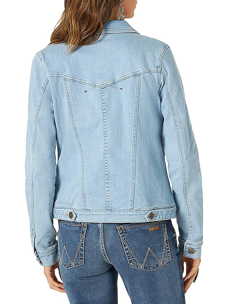 Women's Jackets Solid Flapped Pocket Single Breasted Denim Jacket