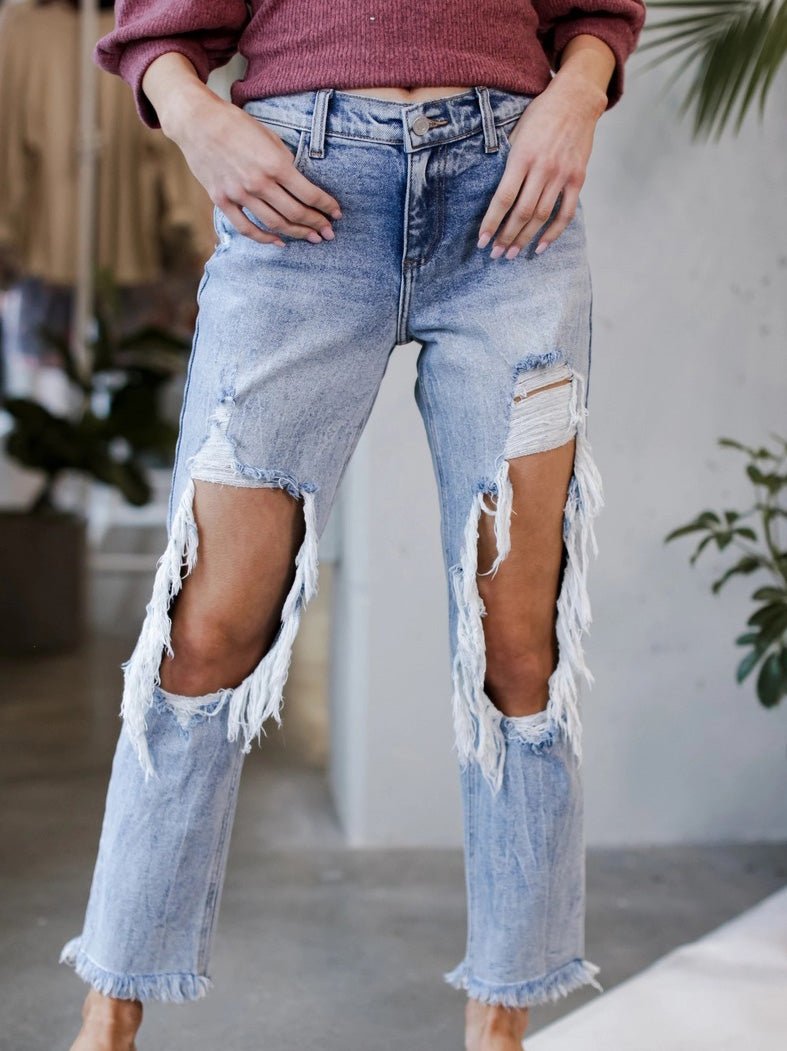 Women's Jeans Washed Ripped Pocket Jeans