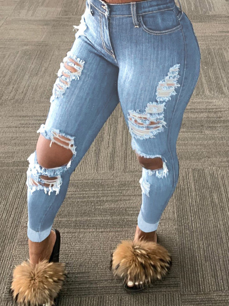 Women's Jeans Washed Ripped Skinny Jeans