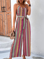 Women's Jumpsuits Sexy Striped Holiday Style Casual Sling Jumpsuit