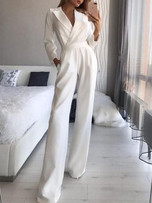 Women's Jumpsuits Solid Long Sleeve Slim Fit Jumpsuit