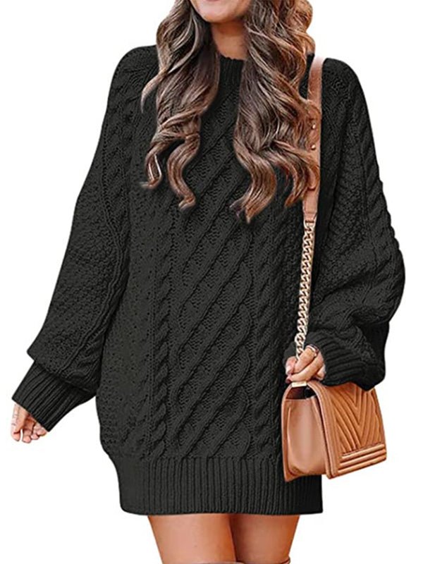 Women's Mini Dresses Crewneck Long Sleeve Oversized Knitted Dress