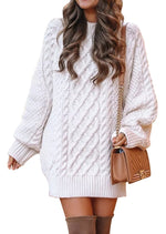 Women's Mini Dresses Crewneck Long Sleeve Oversized Knitted Dress