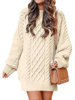 Women's Mini Dresses Crewneck Long Sleeve Oversized Knitted Dress