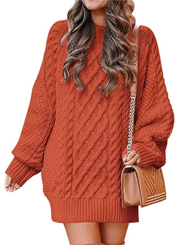 Women's Mini Dresses Crewneck Long Sleeve Oversized Knitted Dress