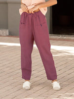 Women's Pants Button Pocket Elastic Waist Casual Pants