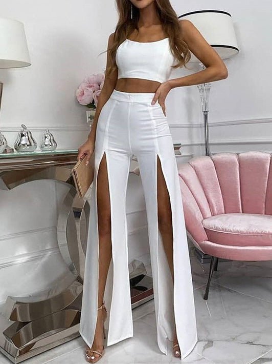 Women's Pants Casual Double Slit Wide Leg Pant