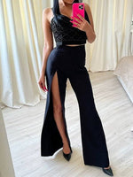 Women's Pants Casual Double Slit Wide Leg Pant