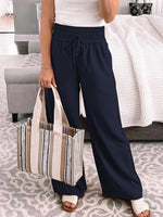 Women's Pants Casual Elastic Waist Tie Wide Leg Pants