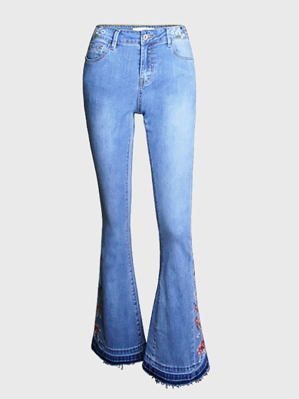 Women's Pants Embroidered Denim Flared Jeans