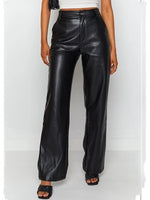 Women's Pants Fashion Pocket Stretch PU Leather Pants