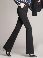 Women's Pants High Waist Pocket Straight Flared Trousers