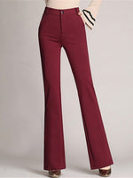 Women's Pants High Waist Pocket Straight Flared Trousers