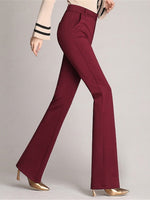 Women's Pants High Waist Pocket Straight Flared Trousers