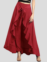 Women's Pants Irregular Chiffon Ruffle Belted Pants