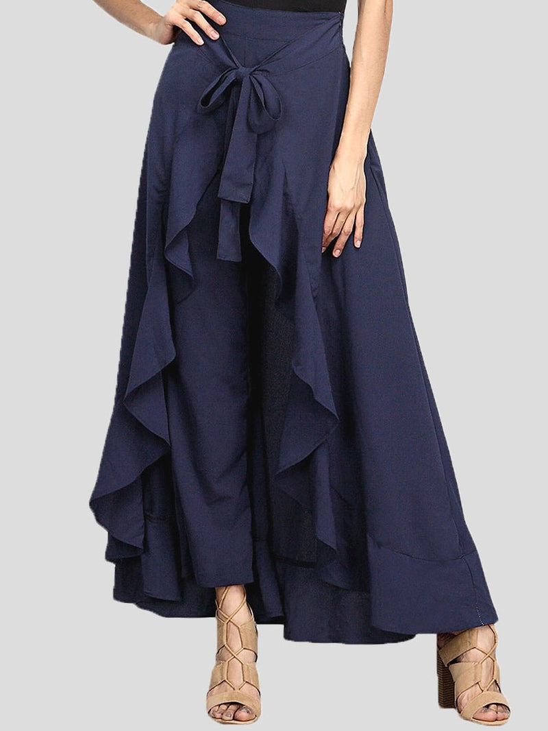 Women's Pants Irregular Chiffon Ruffle Belted Pants