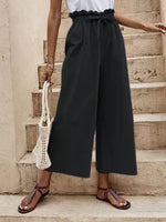 Women's Pants Loose Elastic Waist Tie Wide Leg Pants