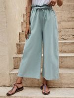 Women's Pants Loose Elastic Waist Tie Wide Leg Pants